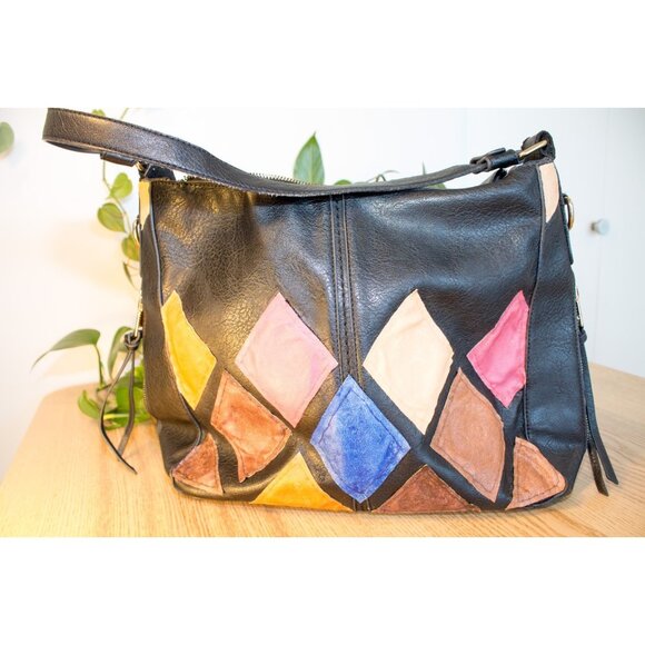 Faux Leather Handbag – Hand-Sewn Patchwork Design | Revitalized, Reinvented. - Picture 4 of 9